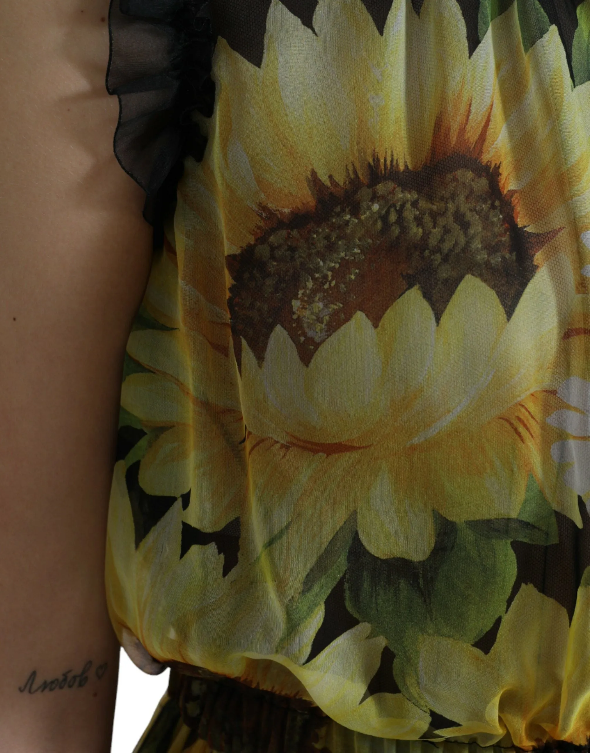 Elegant Sunflower Silk Maxi Dress sold by Louxly product image thumbnail 5
