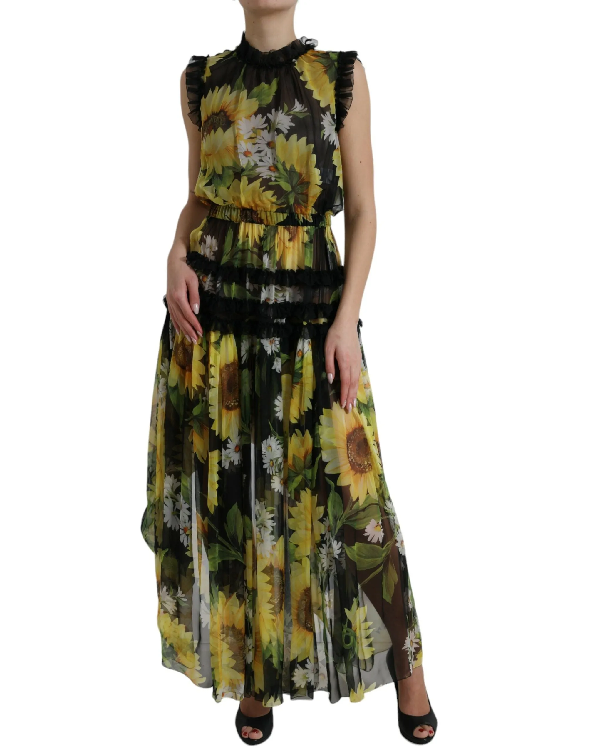 Elegant Sunflower Silk Maxi Dress sold by Louxly product image thumbnail 2
