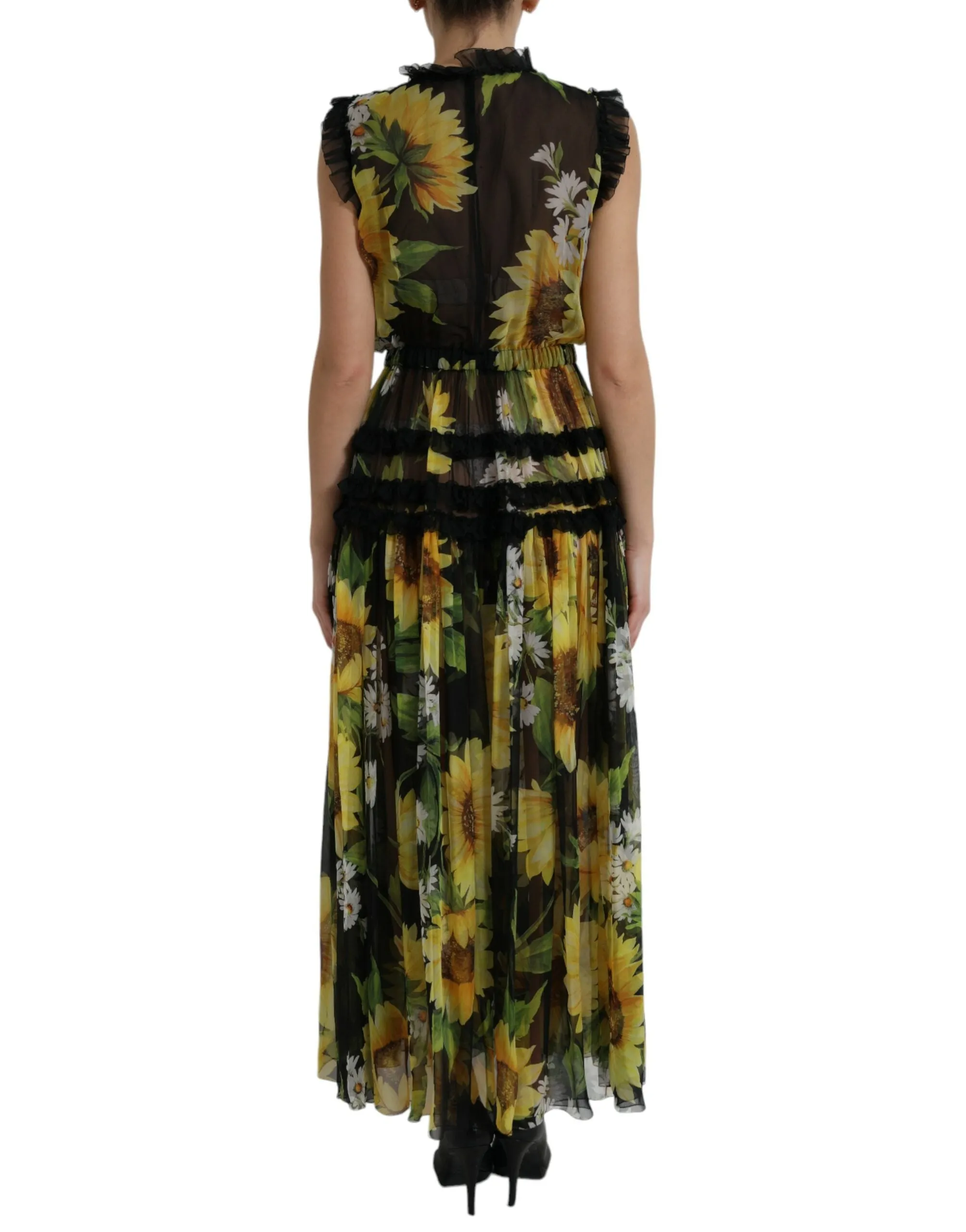 Elegant Sunflower Silk Maxi Dress sold by Louxly product image thumbnail 3
