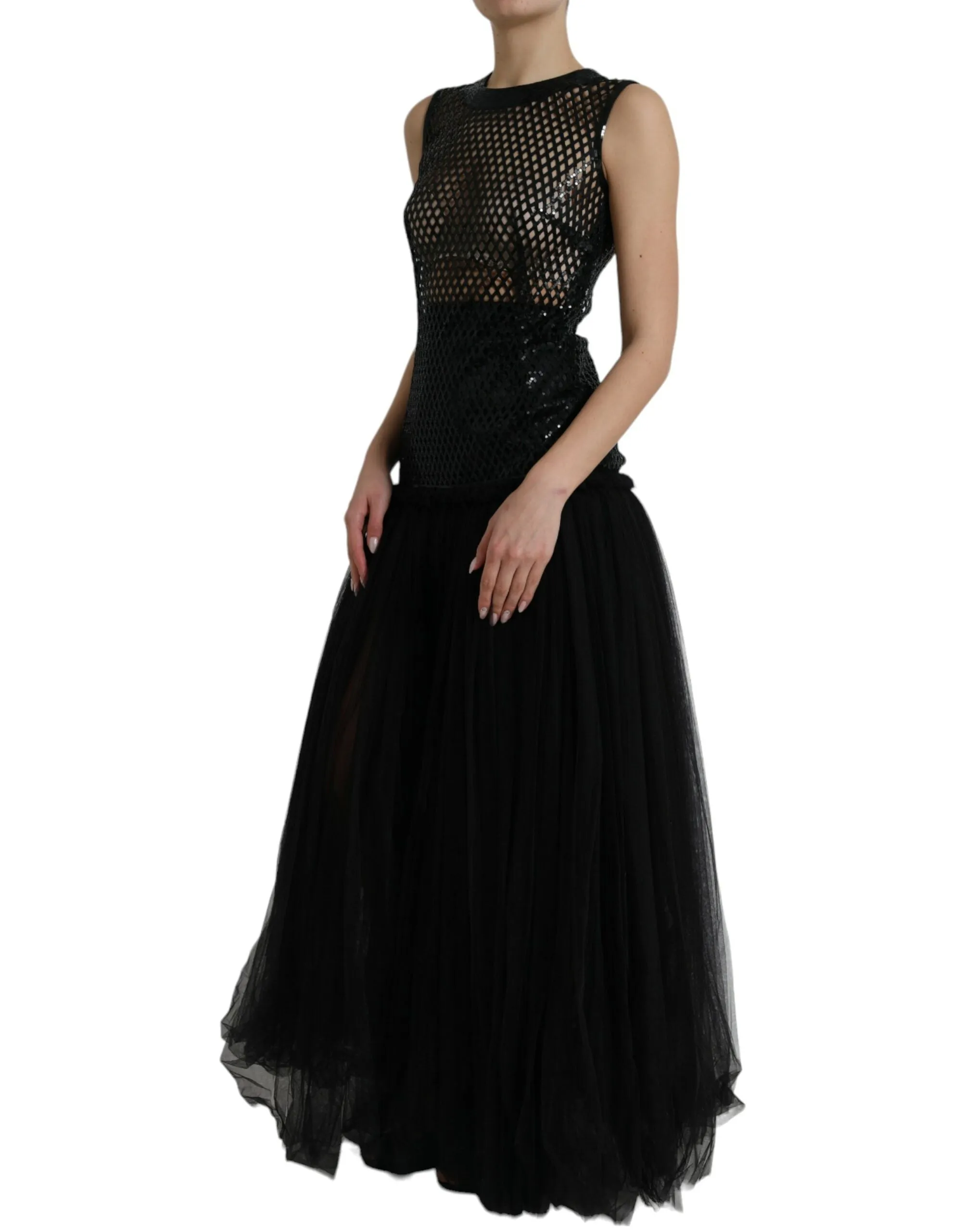 Elegant Black Sequined Evening Dress sold by Louxly product image thumbnail 2