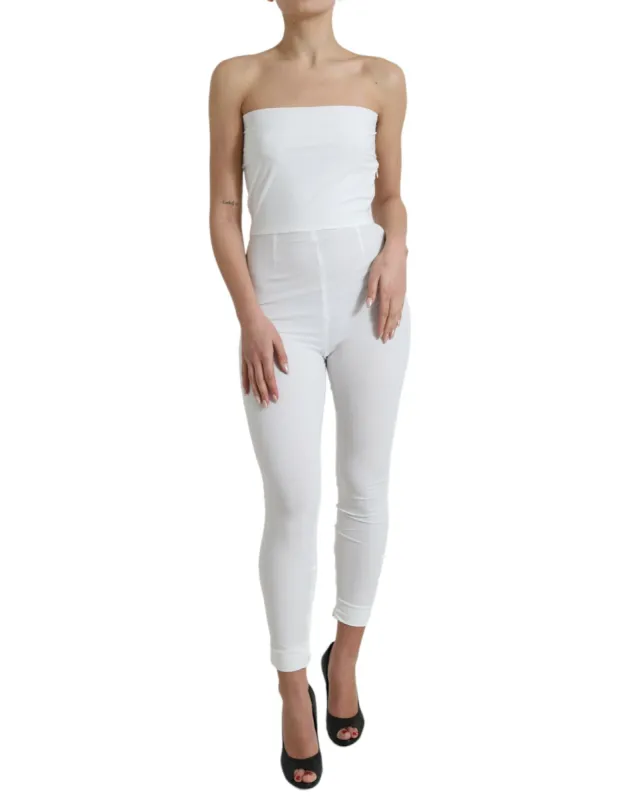 Elegant White Strapless Jumpsuit Dress sold by Louxly