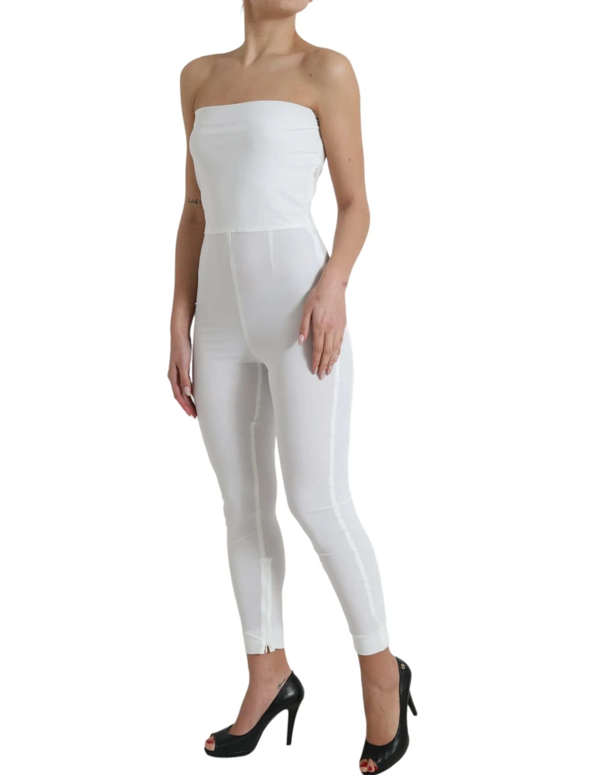 Elegant White Strapless Jumpsuit Dress sold by Louxly product image thumbnail 2