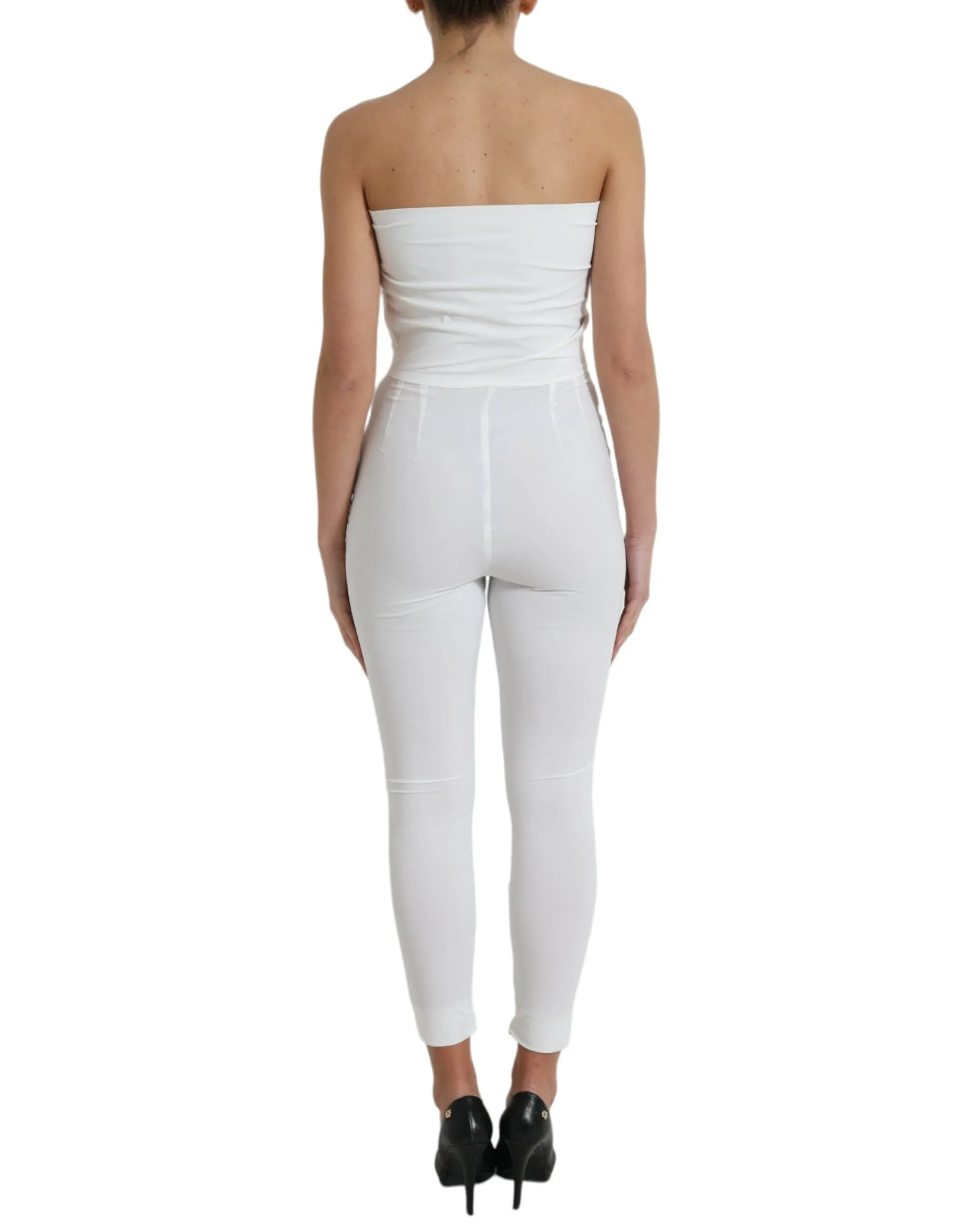Elegant White Strapless Jumpsuit Dress sold by Louxly product image thumbnail 3