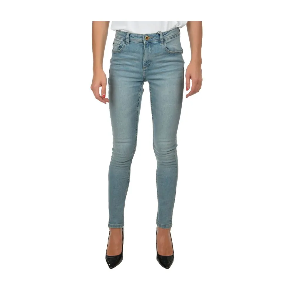 Light Blue Cotton Women Skinny Jean sold by Louxly