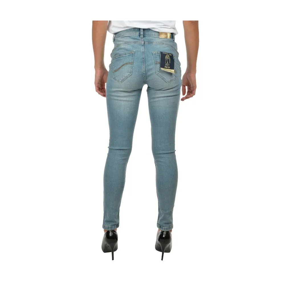 Light Blue Cotton Women Skinny Jean sold by Louxly product image thumbnail 2