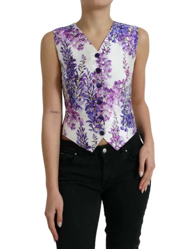 Floral Print Silk Blend Waistcoat sold by Louxly