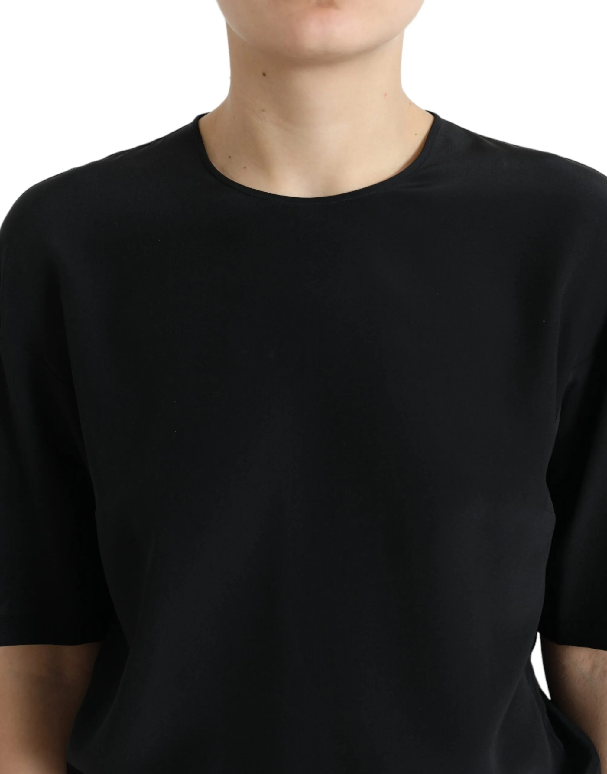 Elegant Silk Blend Round Neck Blouse sold by Louxly product image thumbnail 4