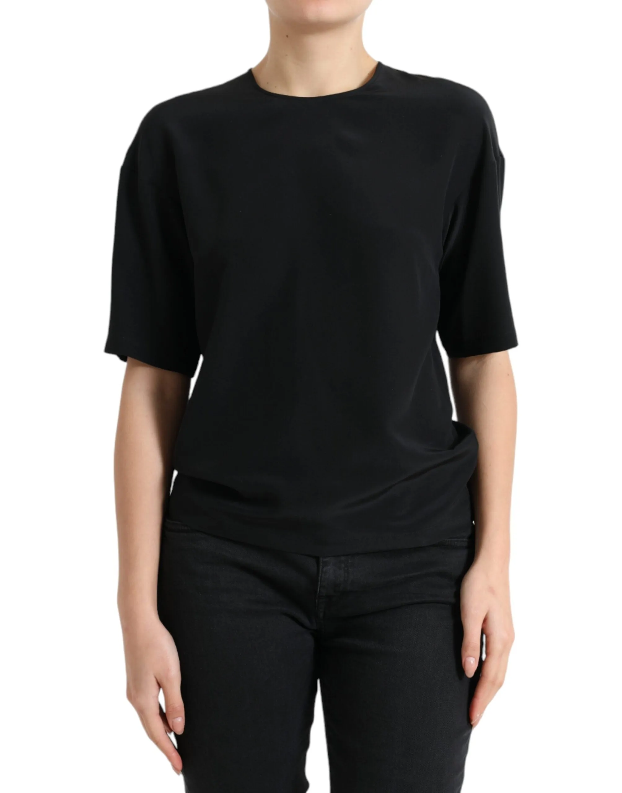 Elegant Silk Blend Round Neck Blouse sold by Louxly
