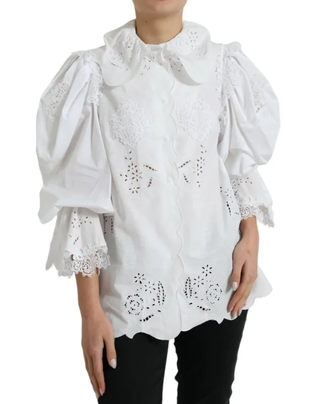 Elegant White Lace Trim Blouse Top sold by Louxly