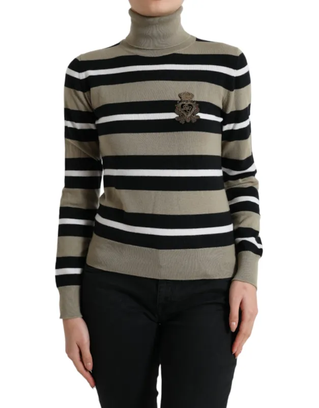 Multicolor Striped Wool Turtleneck Sweater sold by Louxly