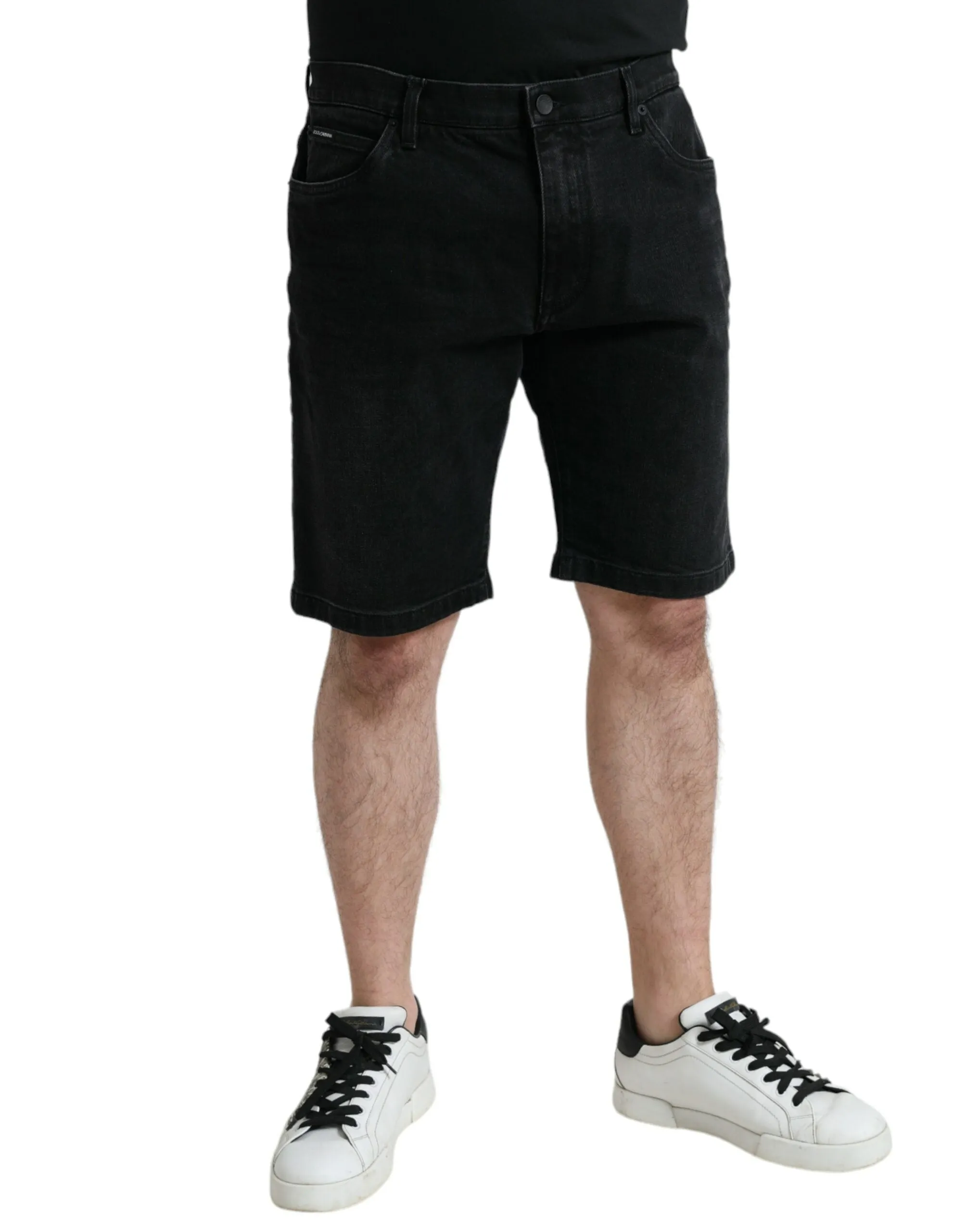 Chic Black Bermuda Denim Shorts sold by Louxly product image thumbnail 2