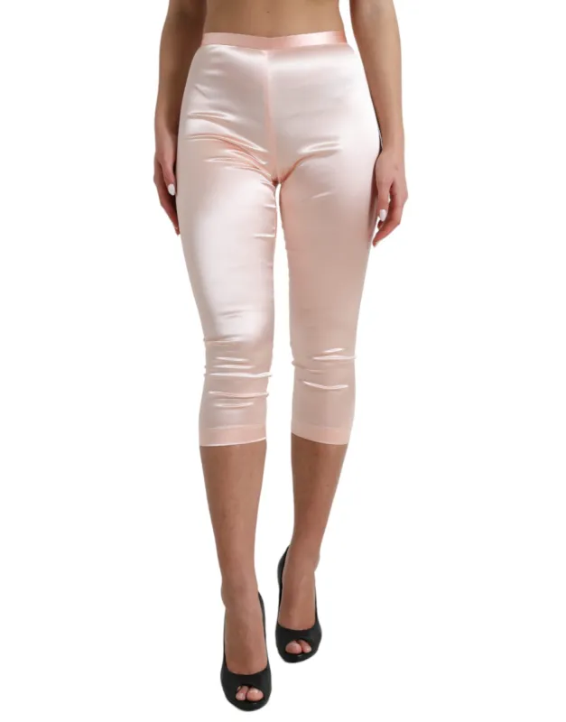 Chic Pink High Waist Cropped Silk Pants sold by Louxly