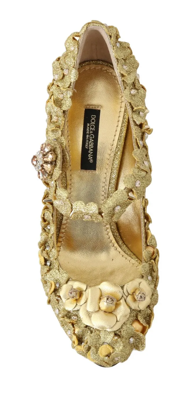 Gold Floral Crystal Embellished Pumps sold by Louxly product image thumbnail 4