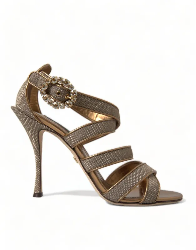 Bronze Crystal Stiletto Heels Sandals sold by Louxly