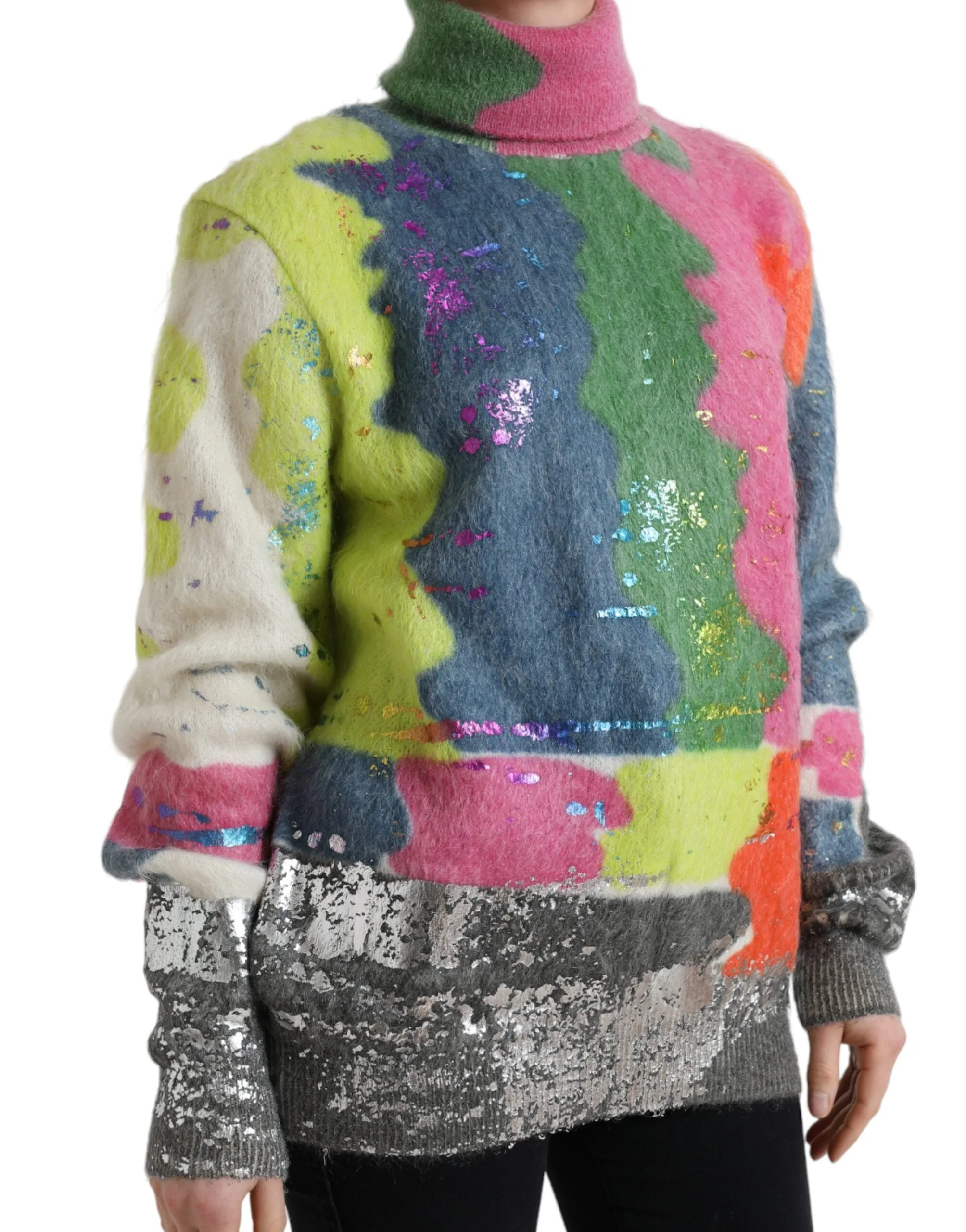 Multicolor Mohair Stripe Turtleneck Sweater sold by Louxly product image thumbnail 2
