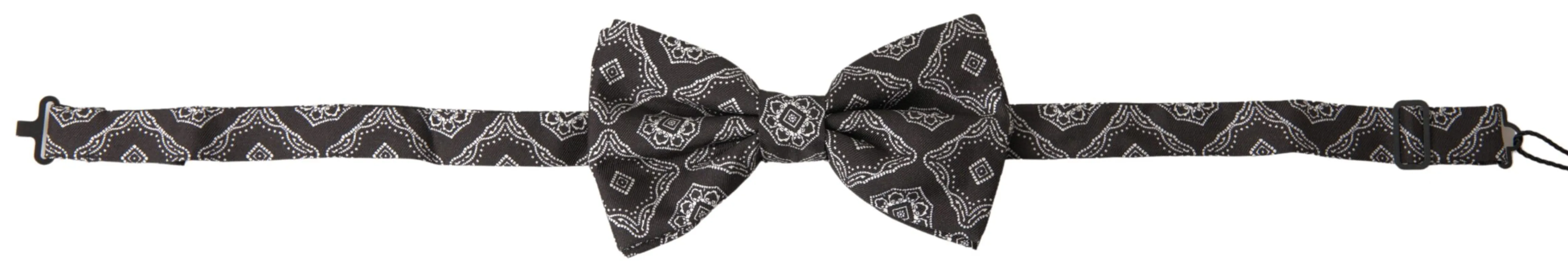 Elegant Silk Tied Bow Tie in Black & White made by Louxly