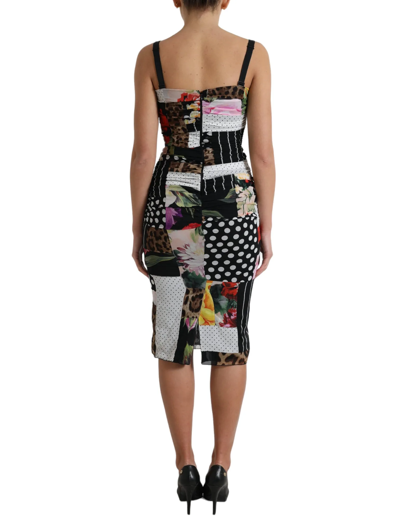Elegant Patchwork Silk Midi Dress sold by Louxly product image thumbnail 3