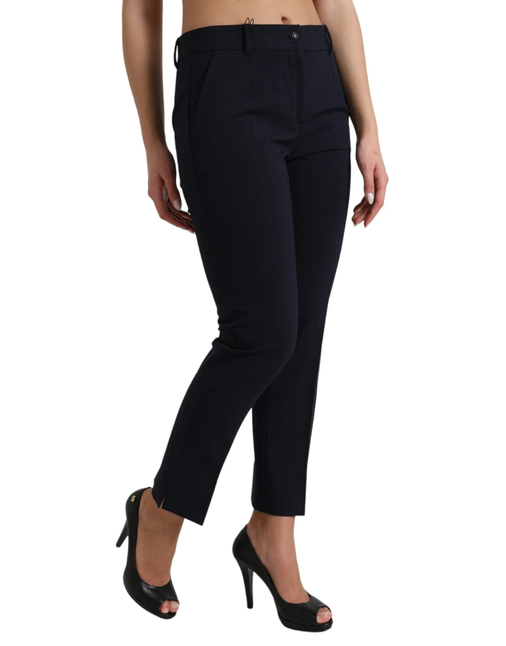 Elegant Mid Waist Tapered Pants in Blue sold by Louxly product image thumbnail 2