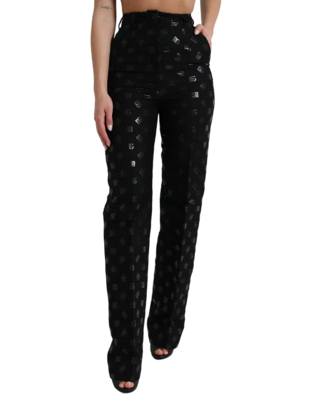 Chic High Waist Straight Pants with Logo Print sold by Louxly