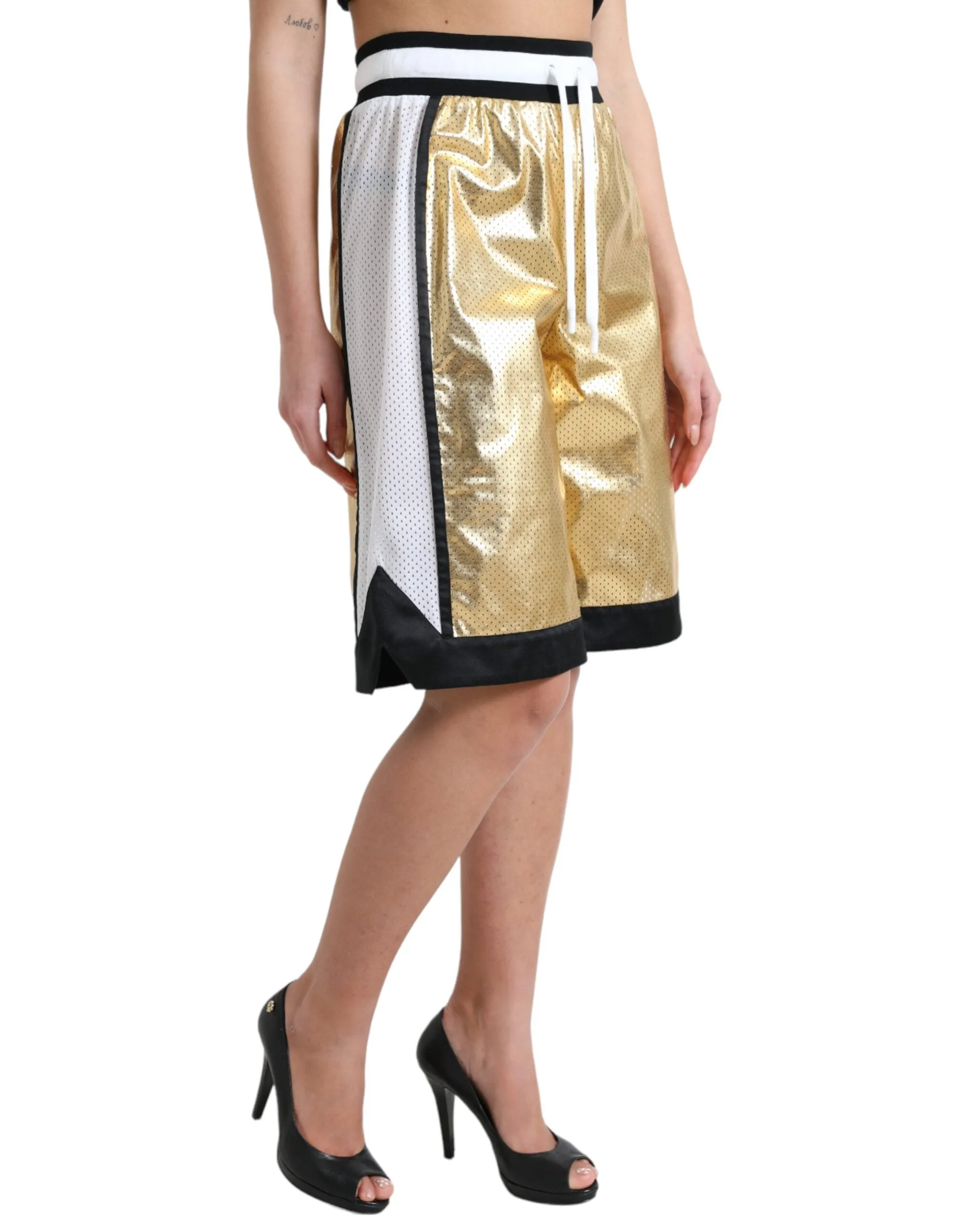 Elevated Elegance: High Waist Golden Shorts sold by Louxly product image thumbnail 2