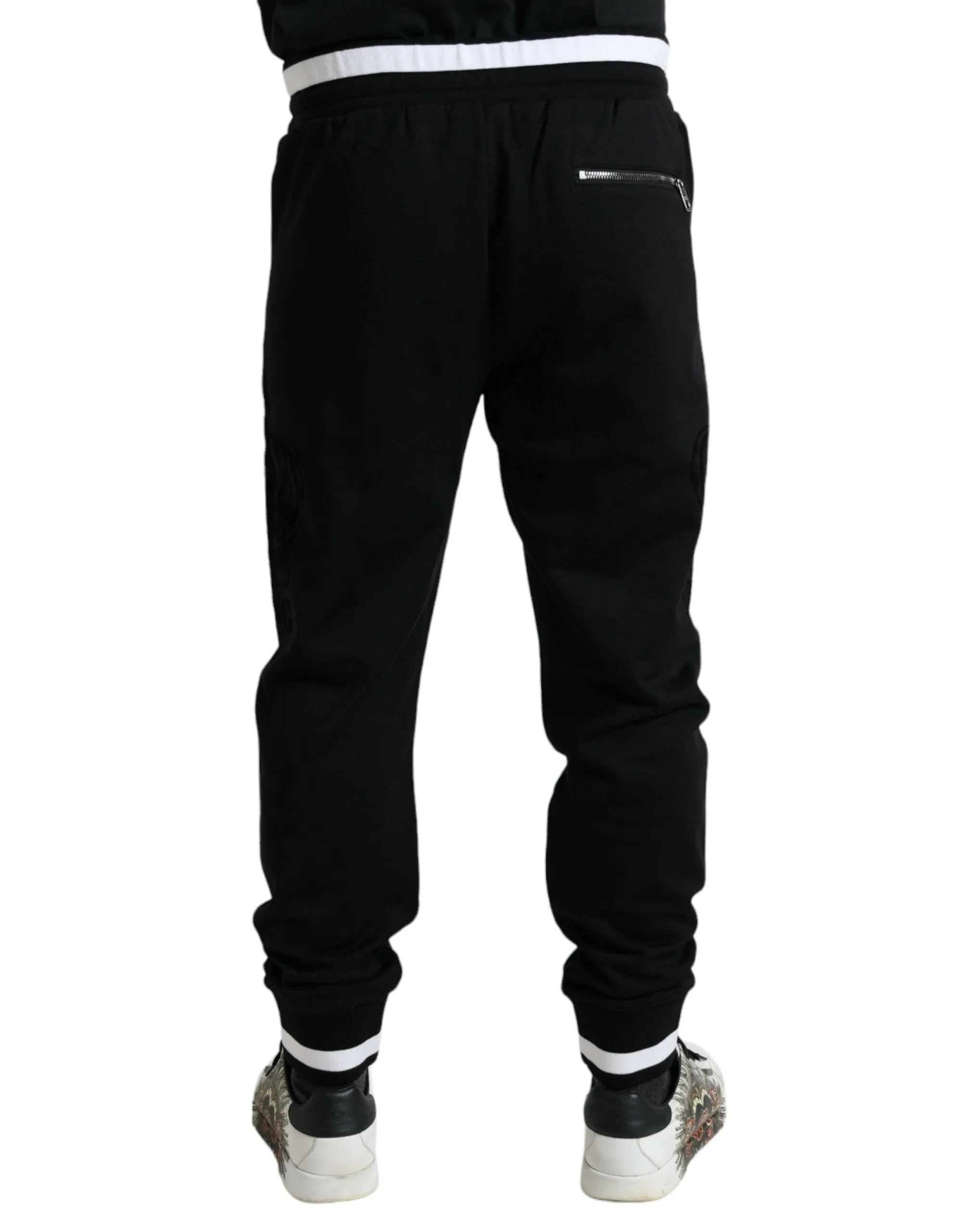 Elegant Black and White Cotton Joggers sold by Louxly product image thumbnail 3
