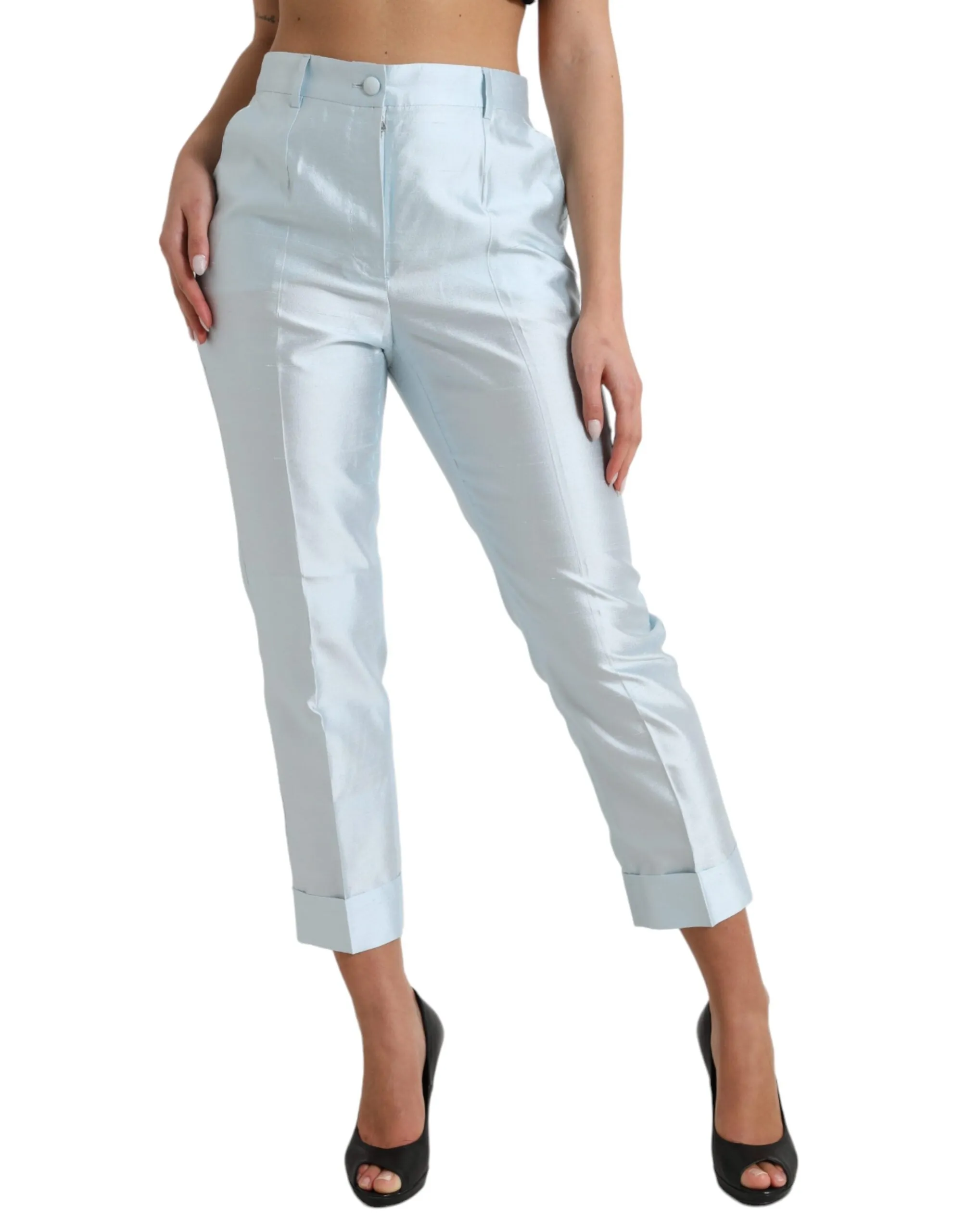 Chic Sky Blue High Waist Cropped Pants sold by Louxly product image thumbnail 2