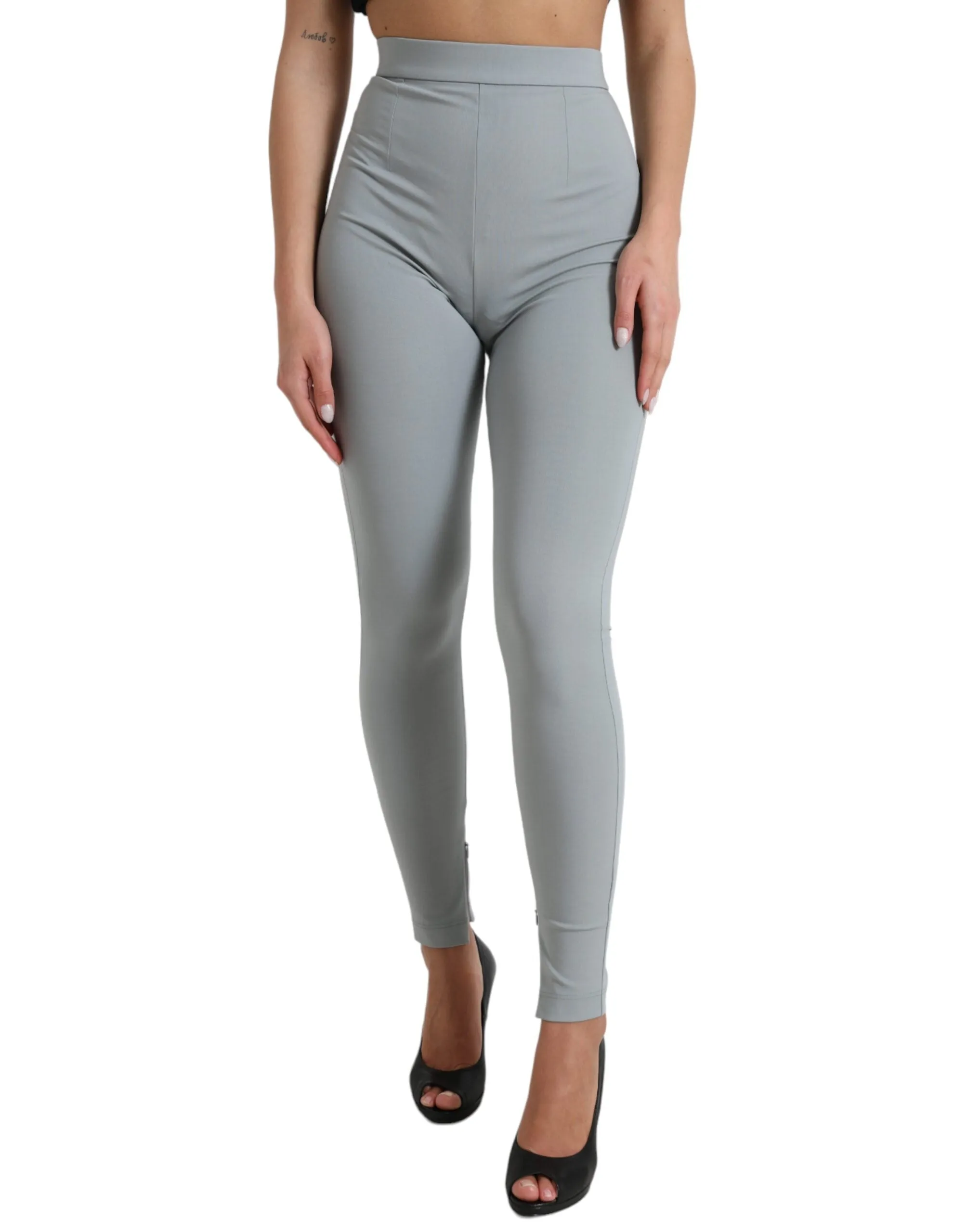 Elegant High Waist Leggings in Gray sold by Louxly