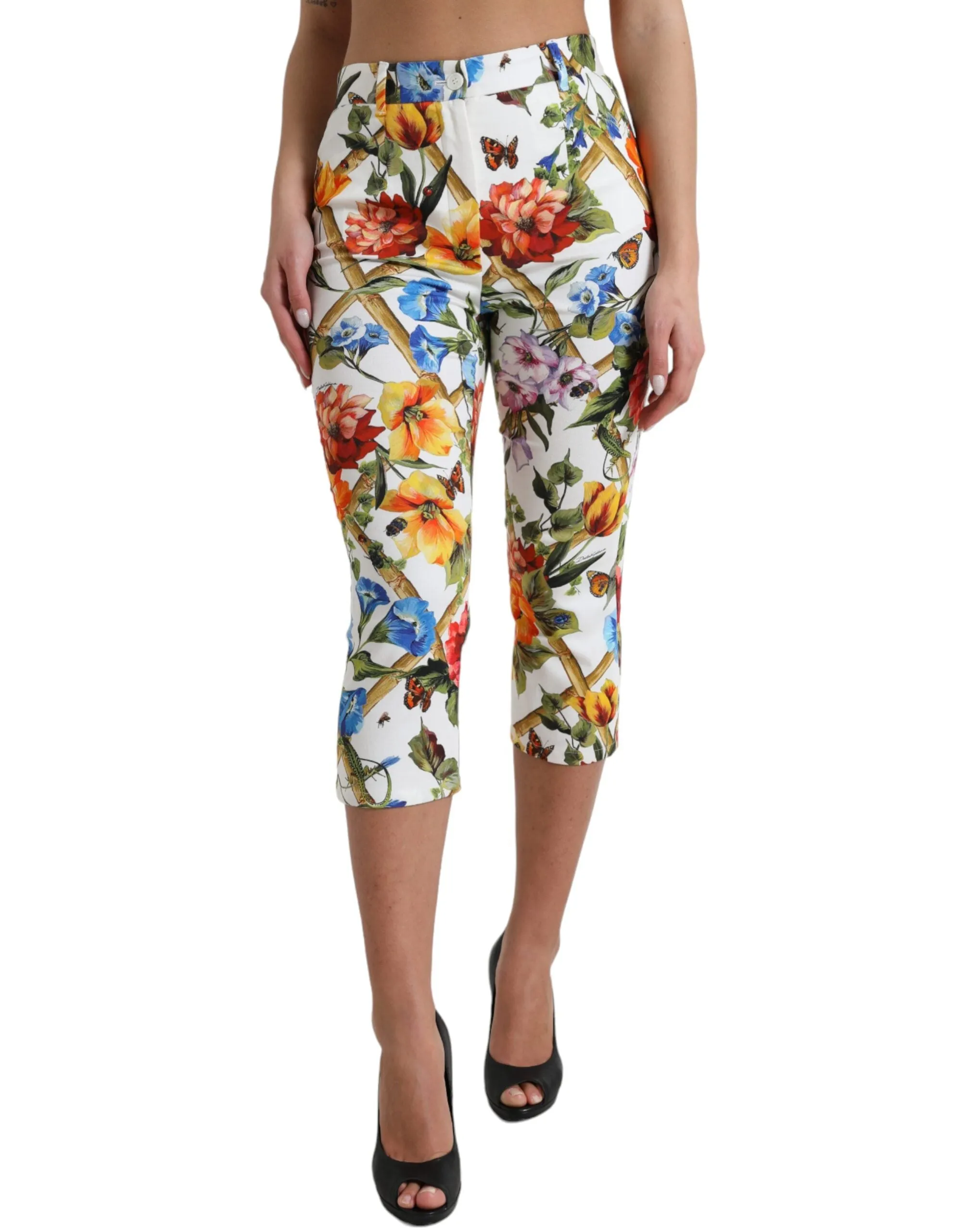 Floral High Waist Cropped Fashion Pants sold by Louxly