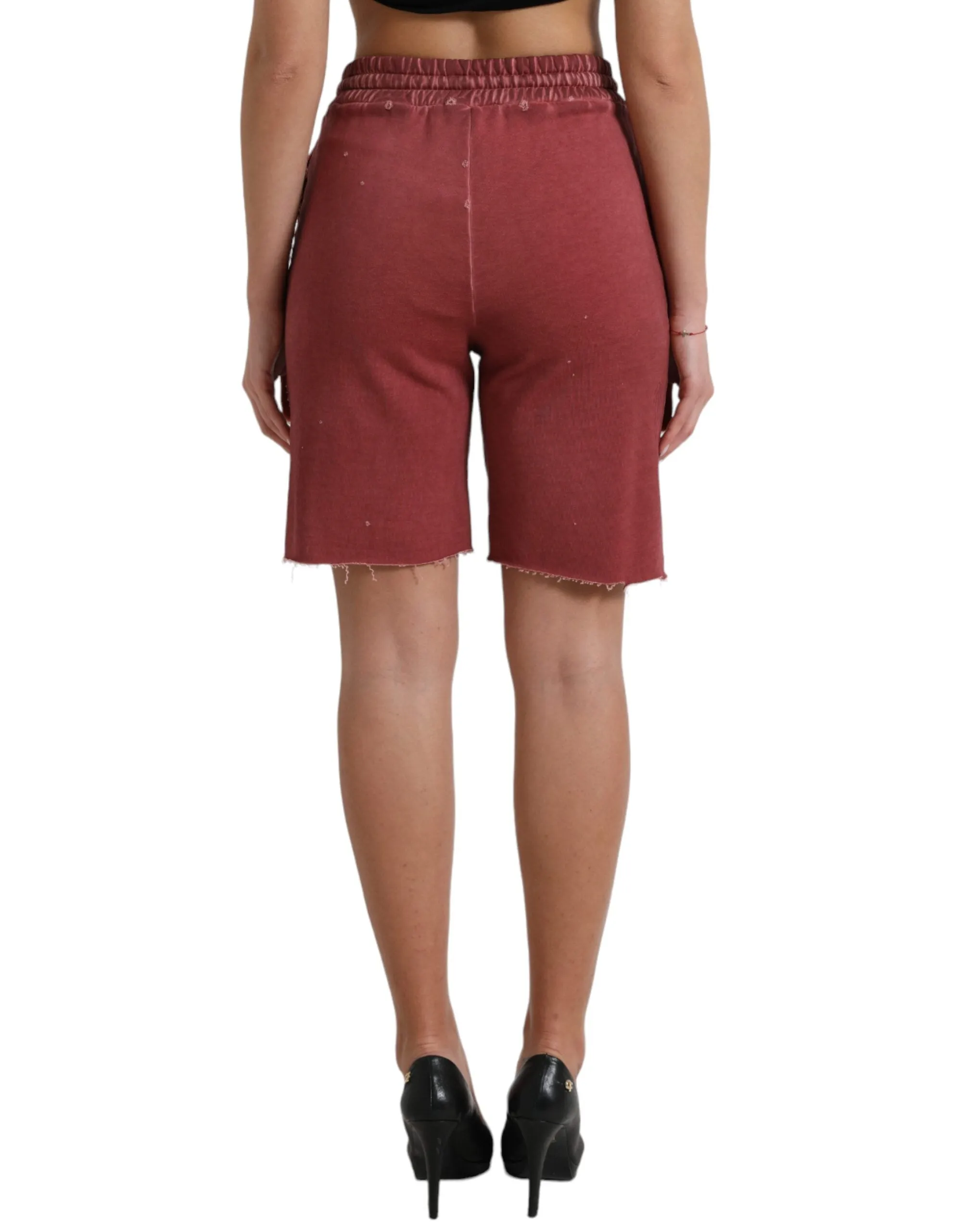 Chic Maroon High-Waist Designer Sweatshorts sold by Louxly product image thumbnail 3