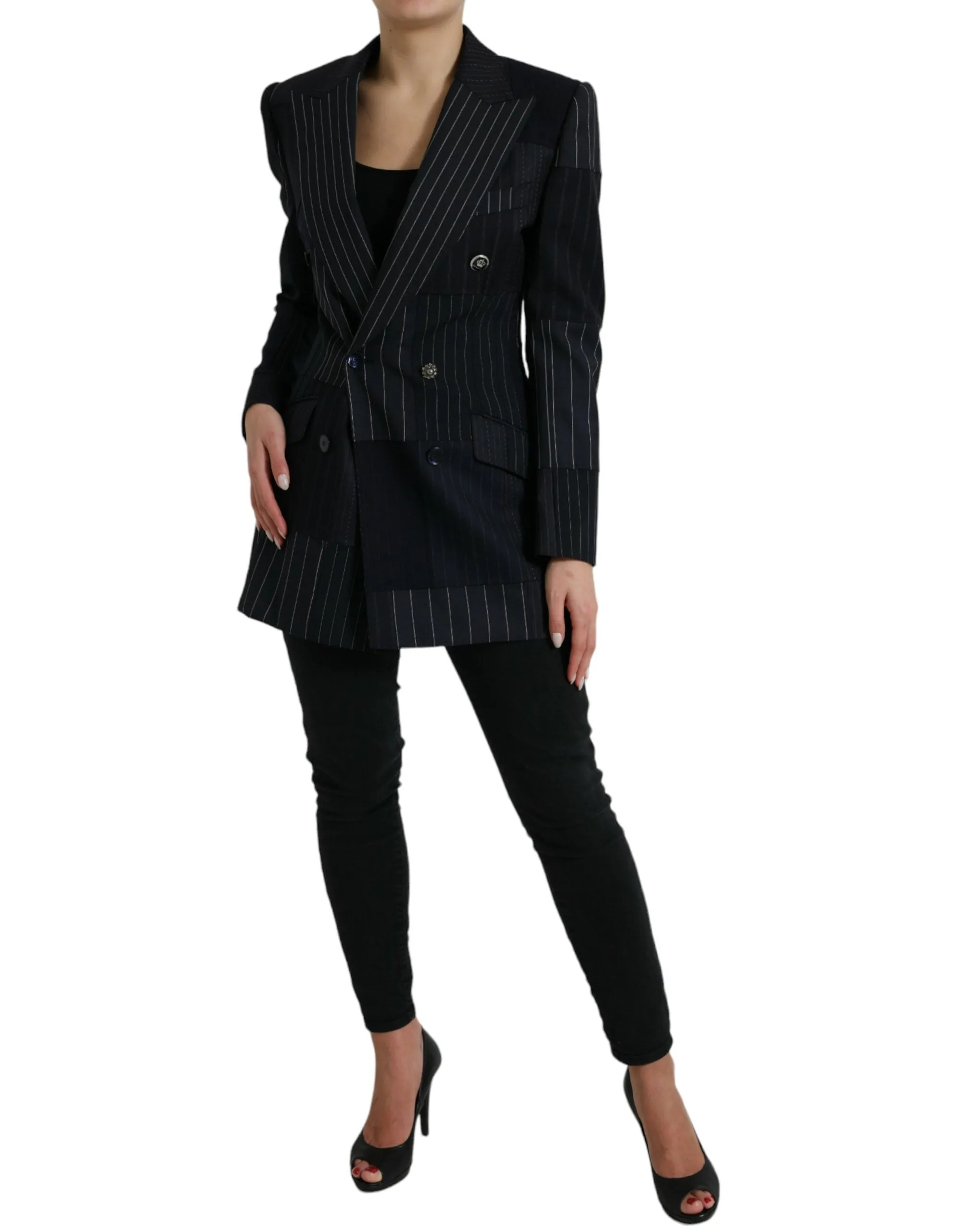 Elegant Striped Virgin Wool Blazer sold by Louxly product image thumbnail 2