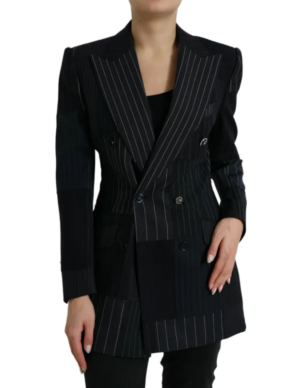 Elegant Striped Virgin Wool Blazer sold by Louxly