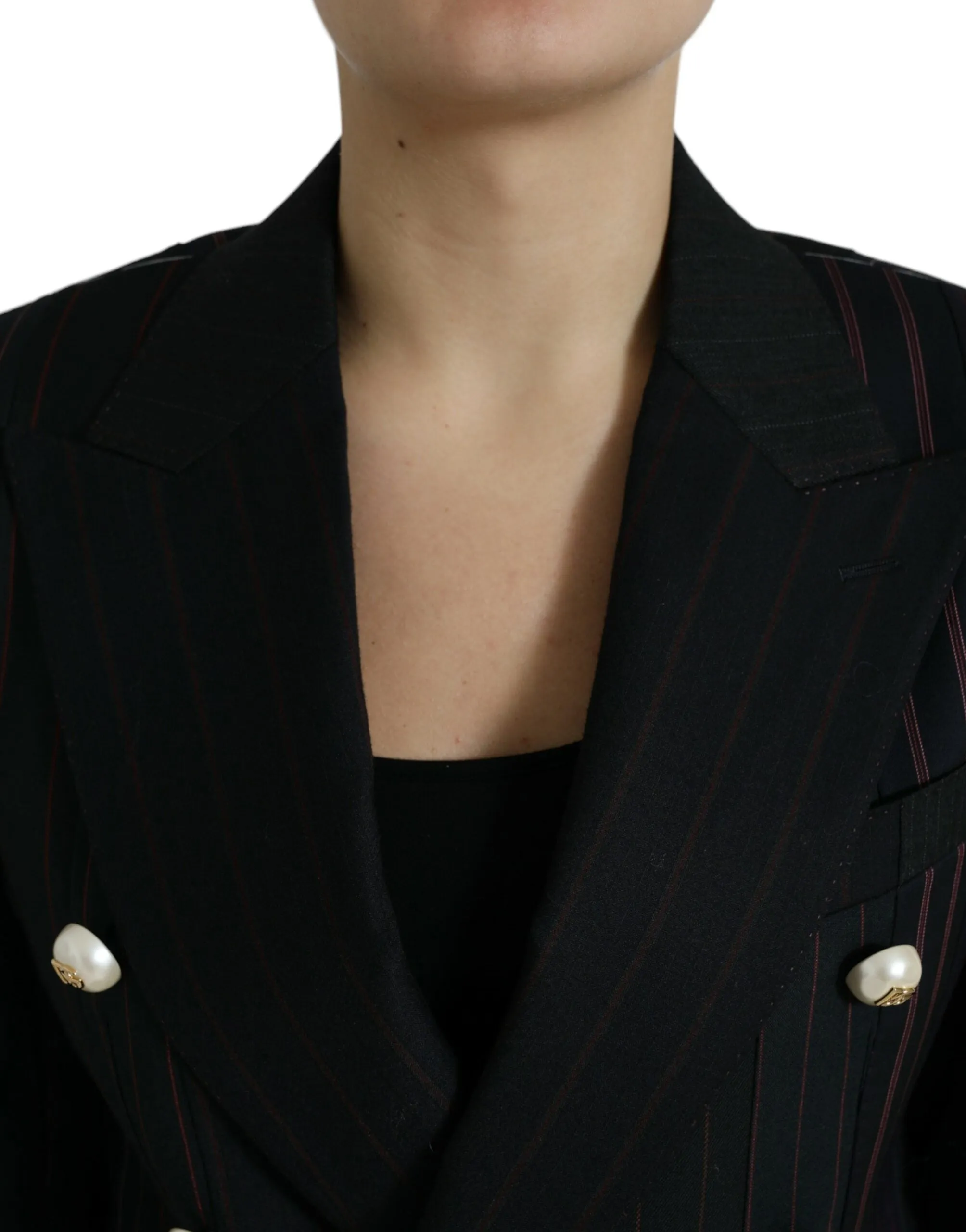 Elegant Striped Double Breasted Wool Blazer sold by Louxly product image thumbnail 4