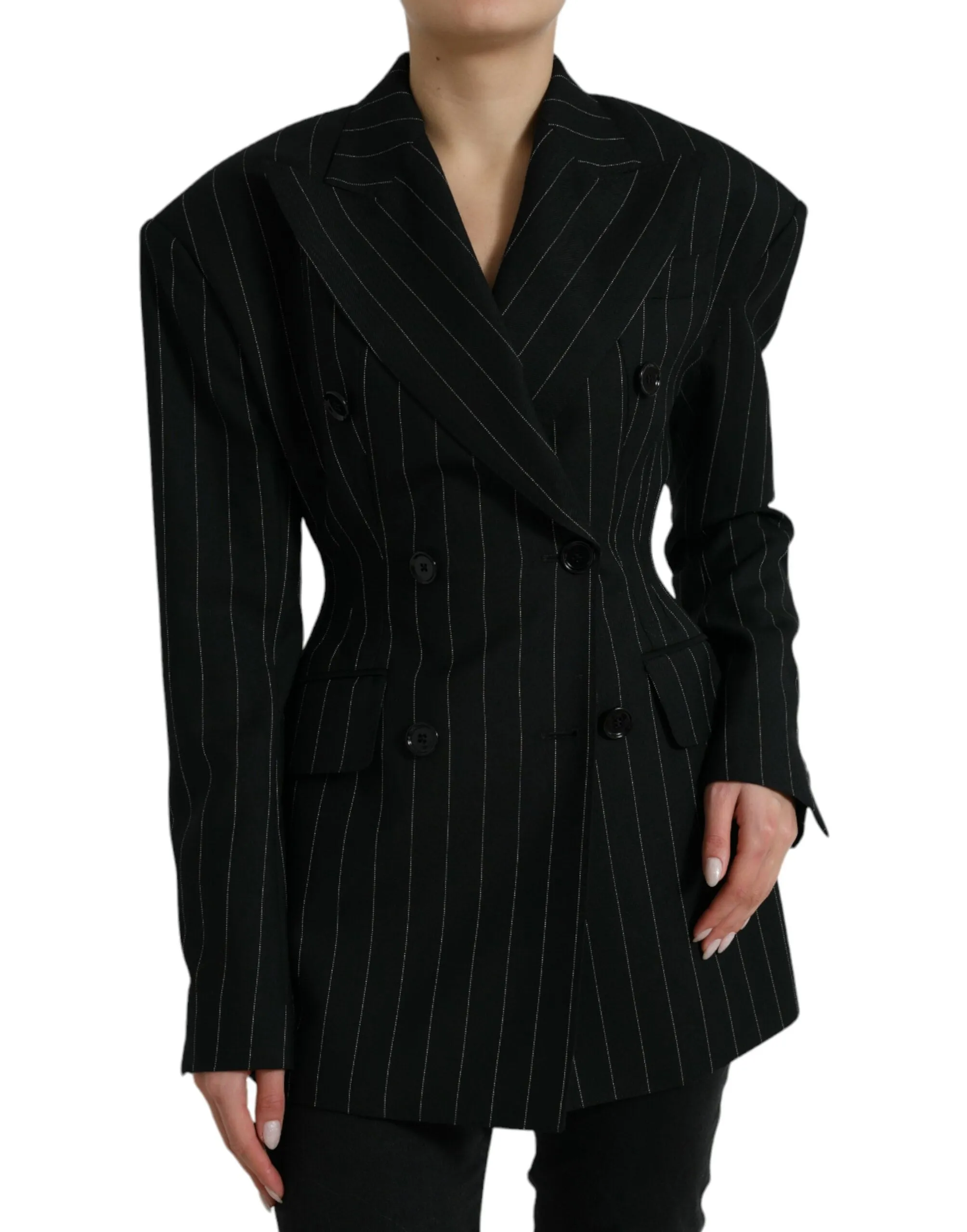 Elegant Striped Virgin Wool Blazer sold by Louxly