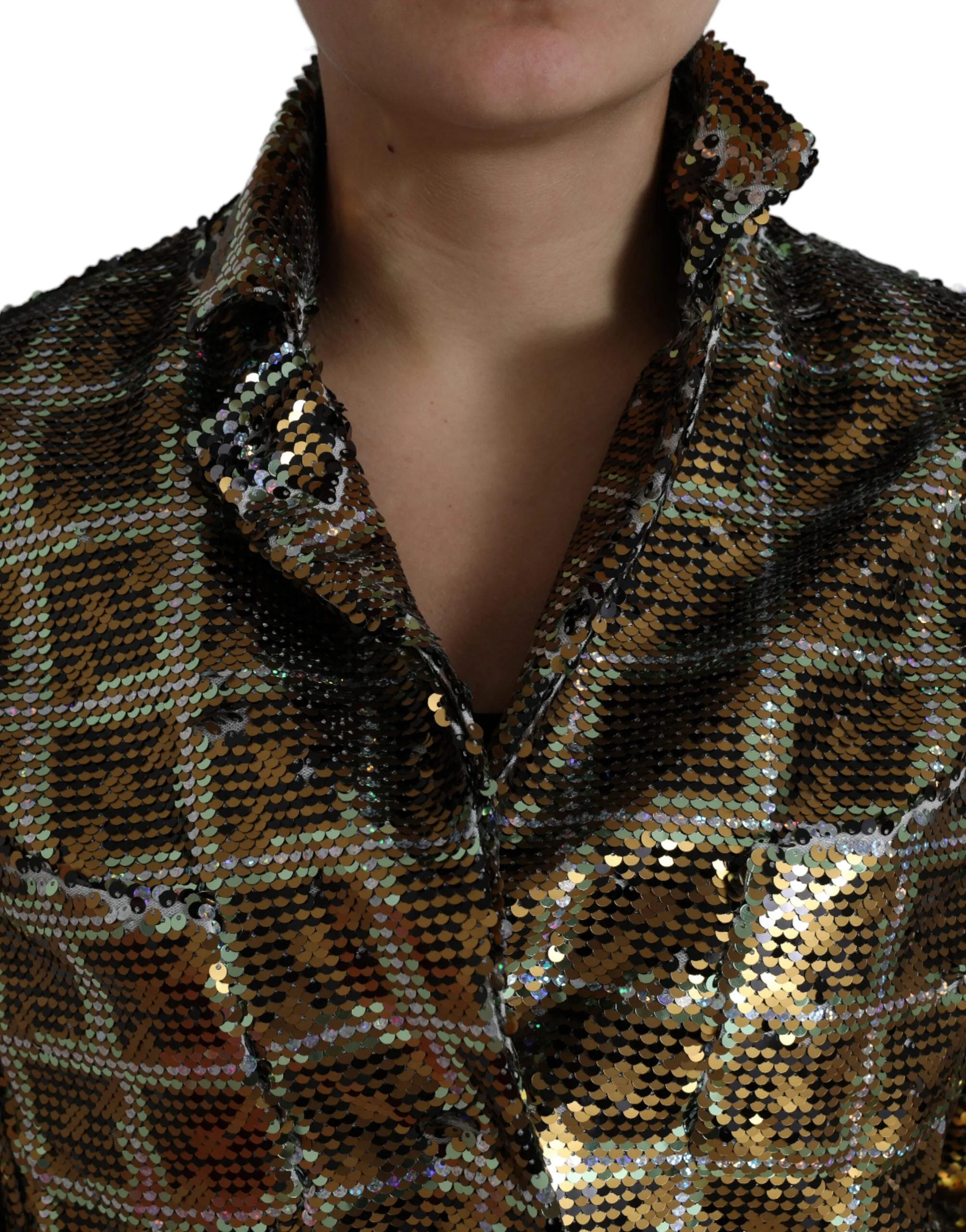 Multicolor Sequined Cropped Jacket sold by Louxly product image thumbnail 4