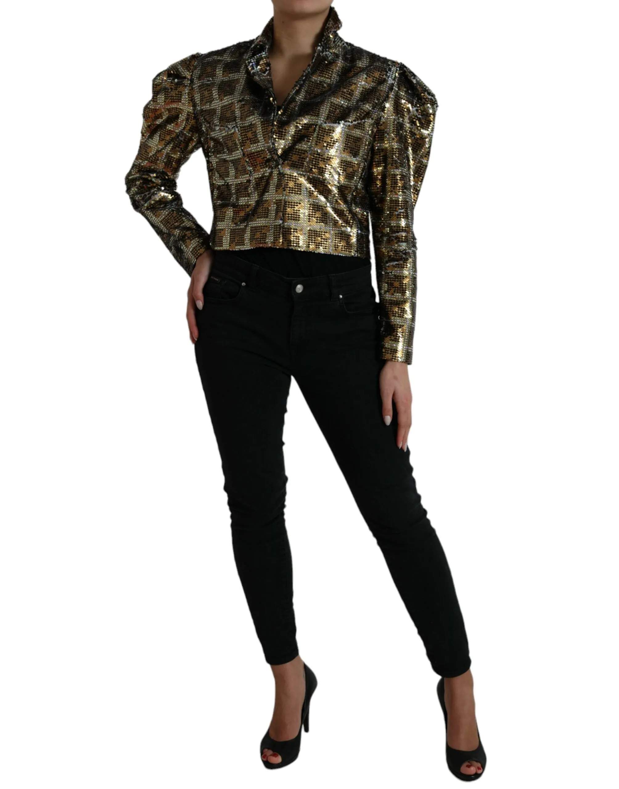 Multicolor Sequined Cropped Jacket sold by Louxly product image thumbnail 2