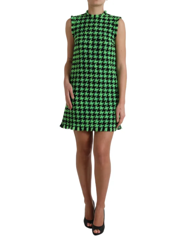 Elegant Houndstooth Knitted Mini Dress sold by Louxly