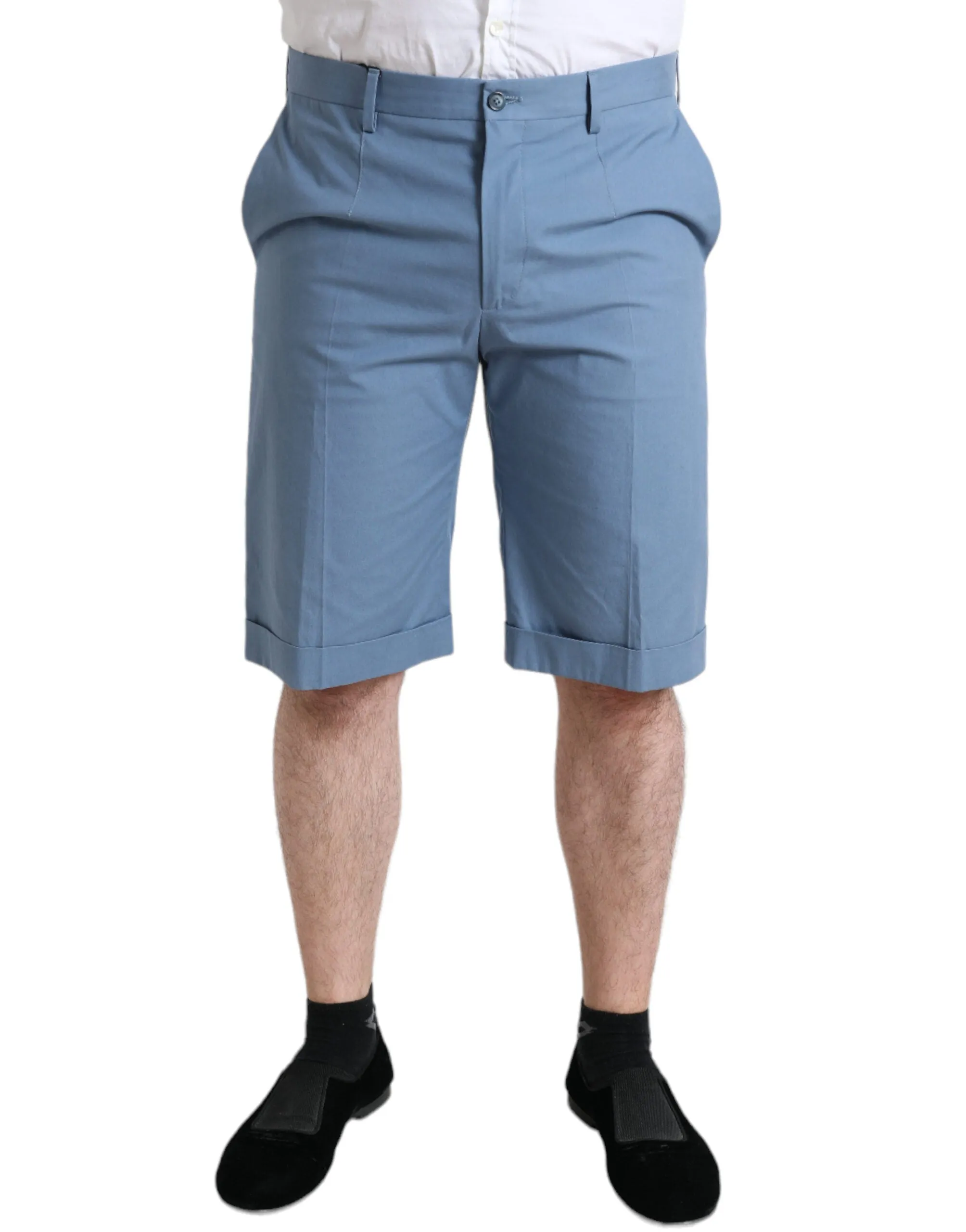 Sky Blue Cotton Bermuda Shorts sold by Louxly