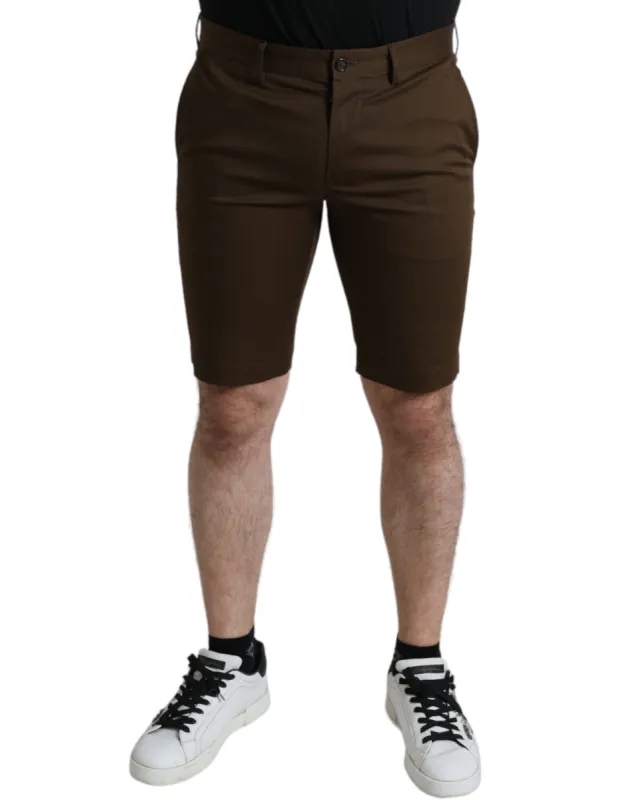 Chic Brown Bermuda Shorts with Logo Detail sold by Louxly