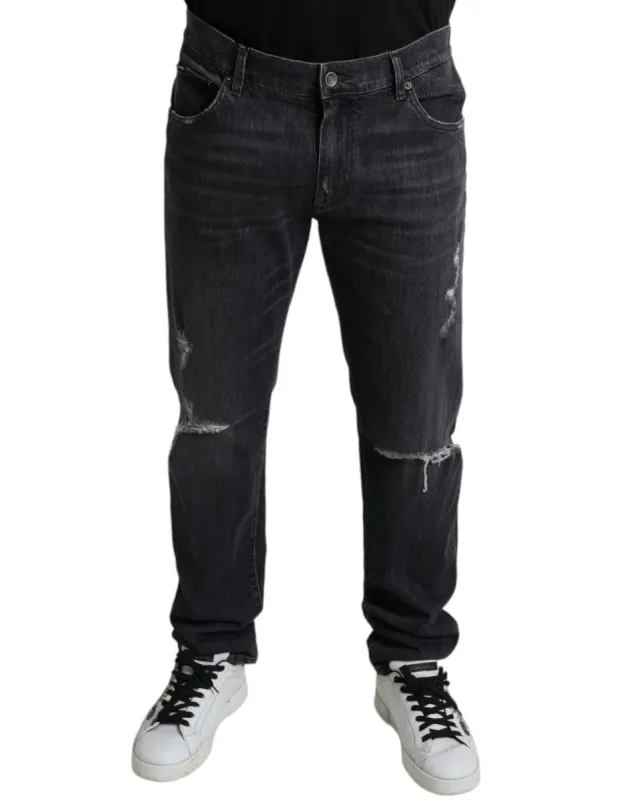 Elegant Slim Fit Tattered Denim Jeans sold by Louxly