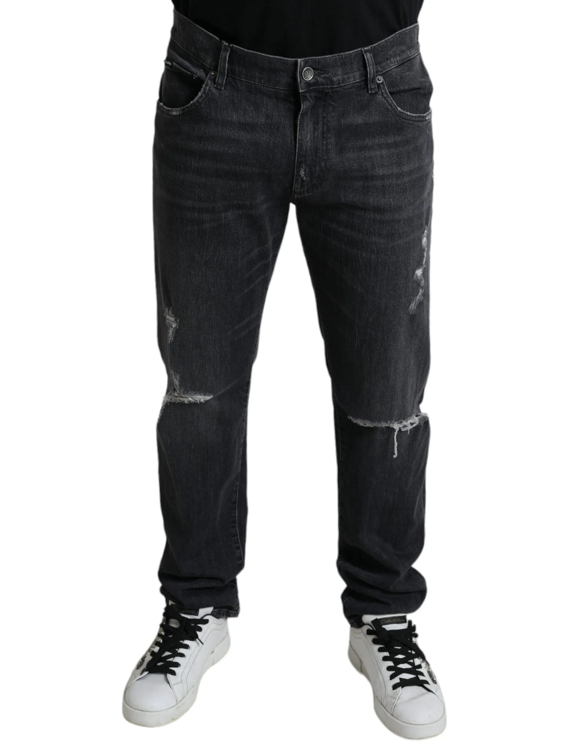 Elegant Slim Fit Tattered Denim Jeans sold by Louxly