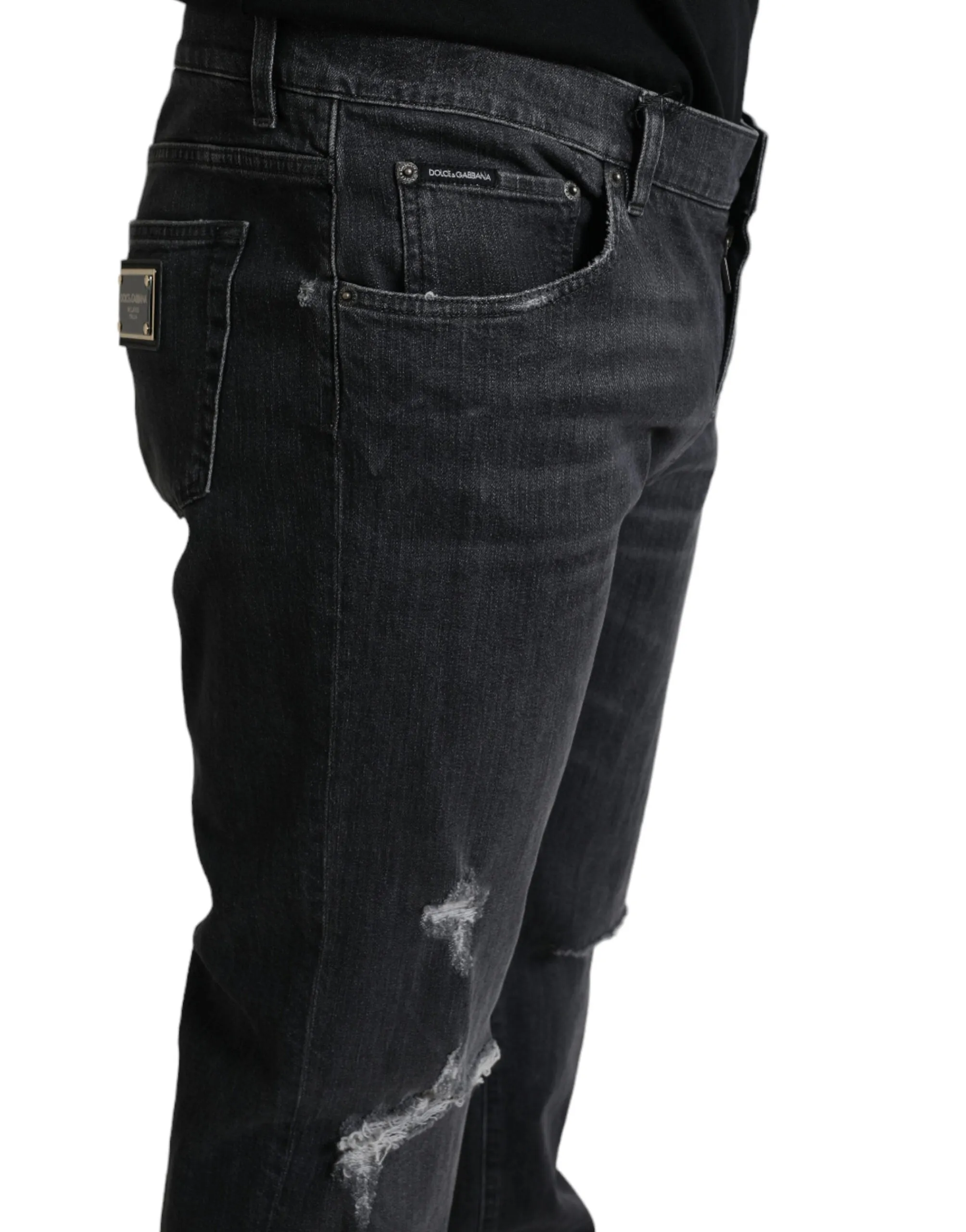 Elegant Slim Fit Tattered Denim Jeans sold by Louxly product image thumbnail 3