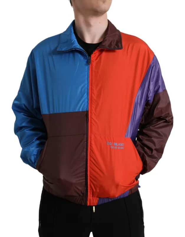 Multicolor Techno Fabric Windbreaker Jacket sold by Louxly
