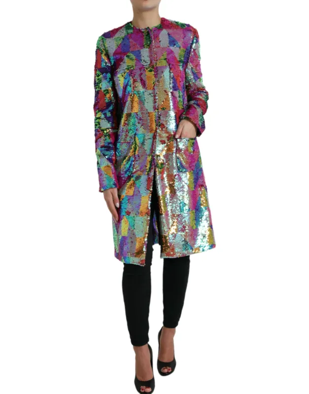Multicolor Sequined Long Jacket sold by Louxly