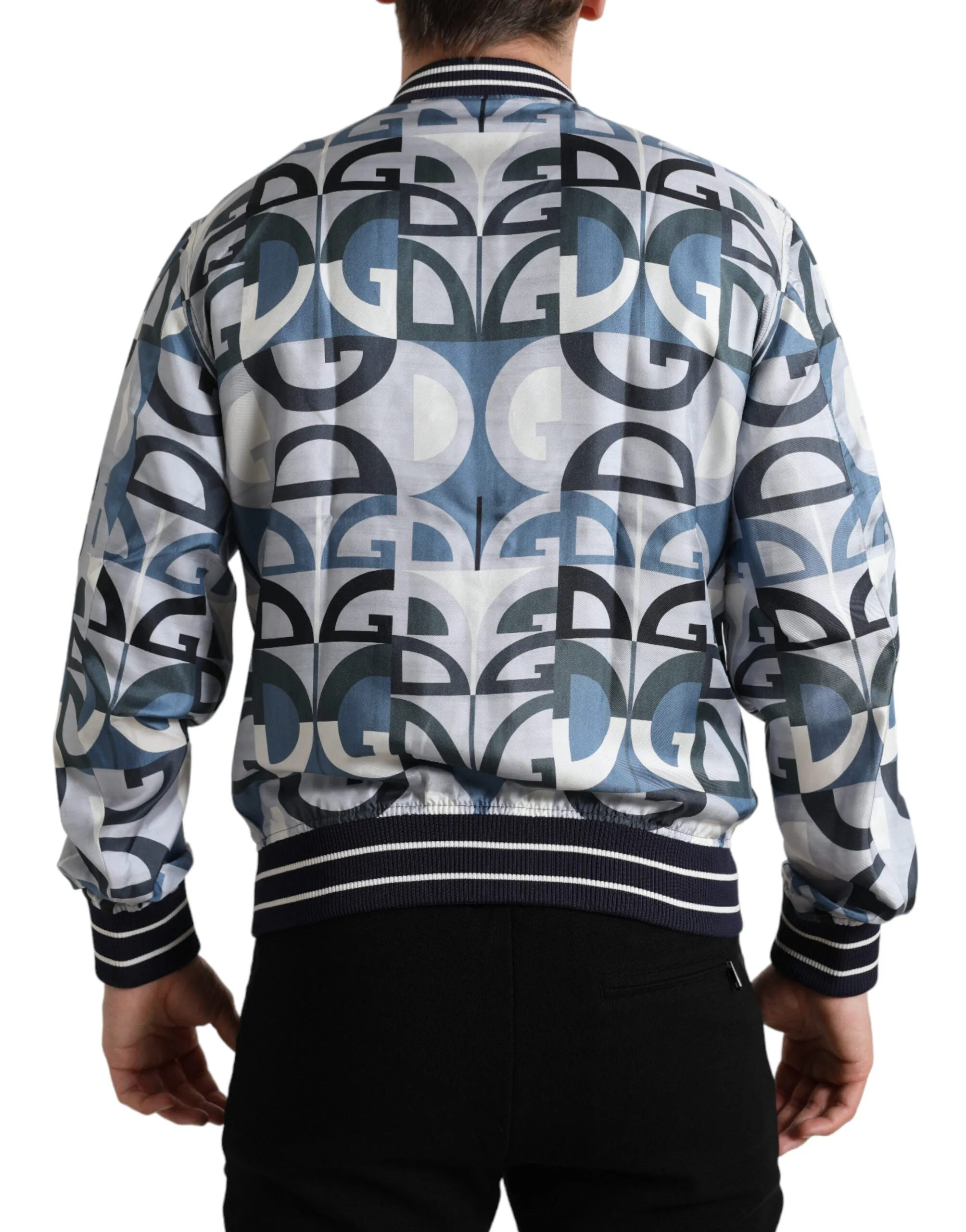 Multicolor Silk Bomber Jacket - Classic Elegance sold by Louxly product image thumbnail 2