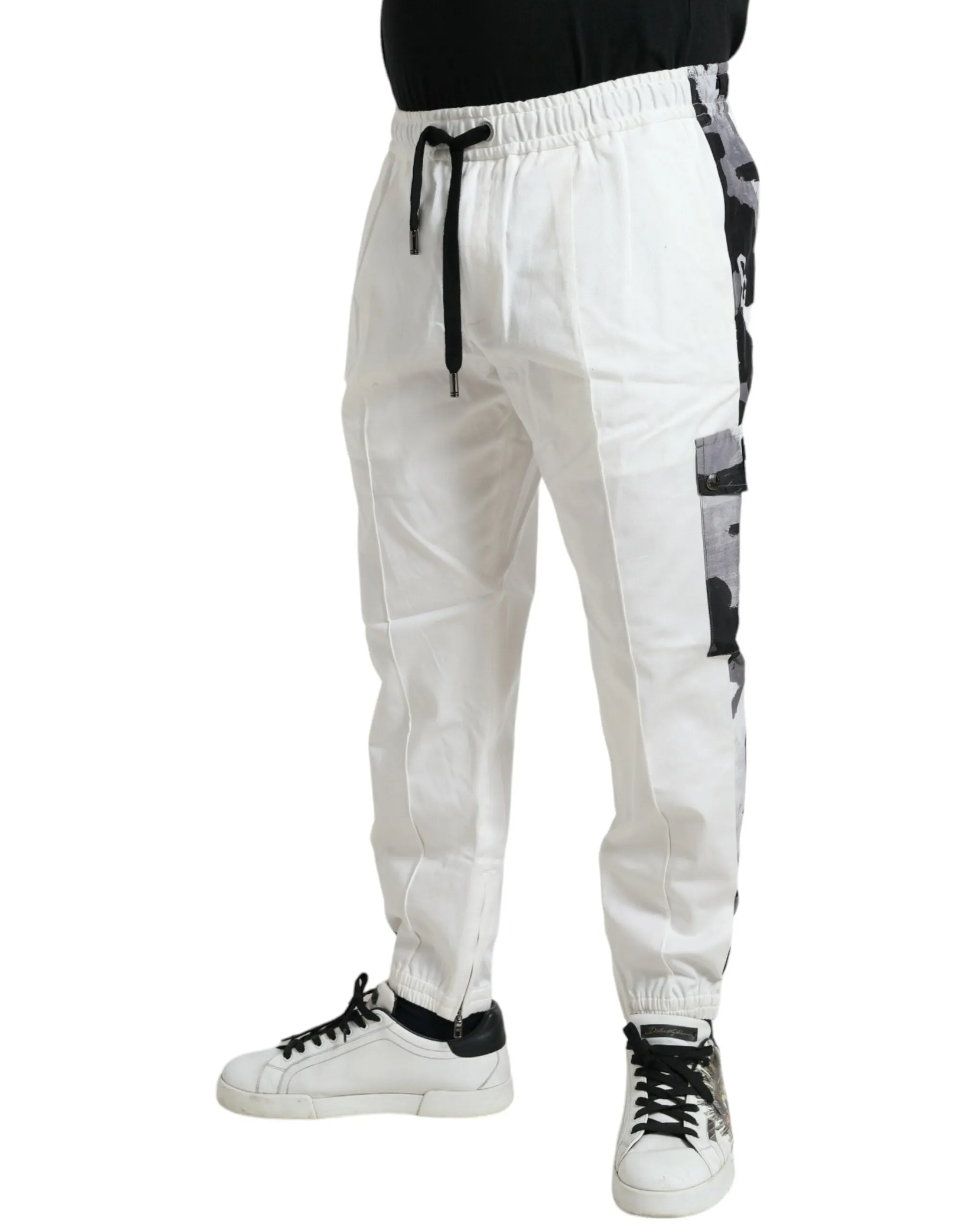 Elegant White Cotton Blend Jogger Pants sold by Louxly product image thumbnail 2