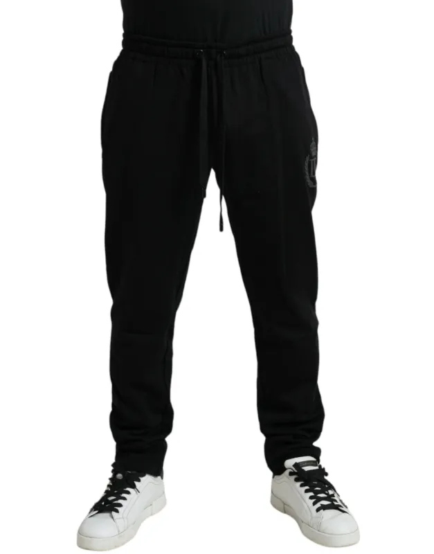 Elegant Black Cotton Jogger Pants sold by Louxly