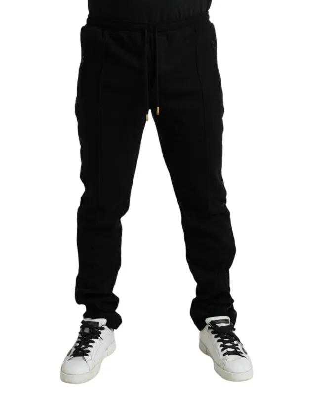 Elegant Black Cotton Blend Jogger Pants sold by Louxly