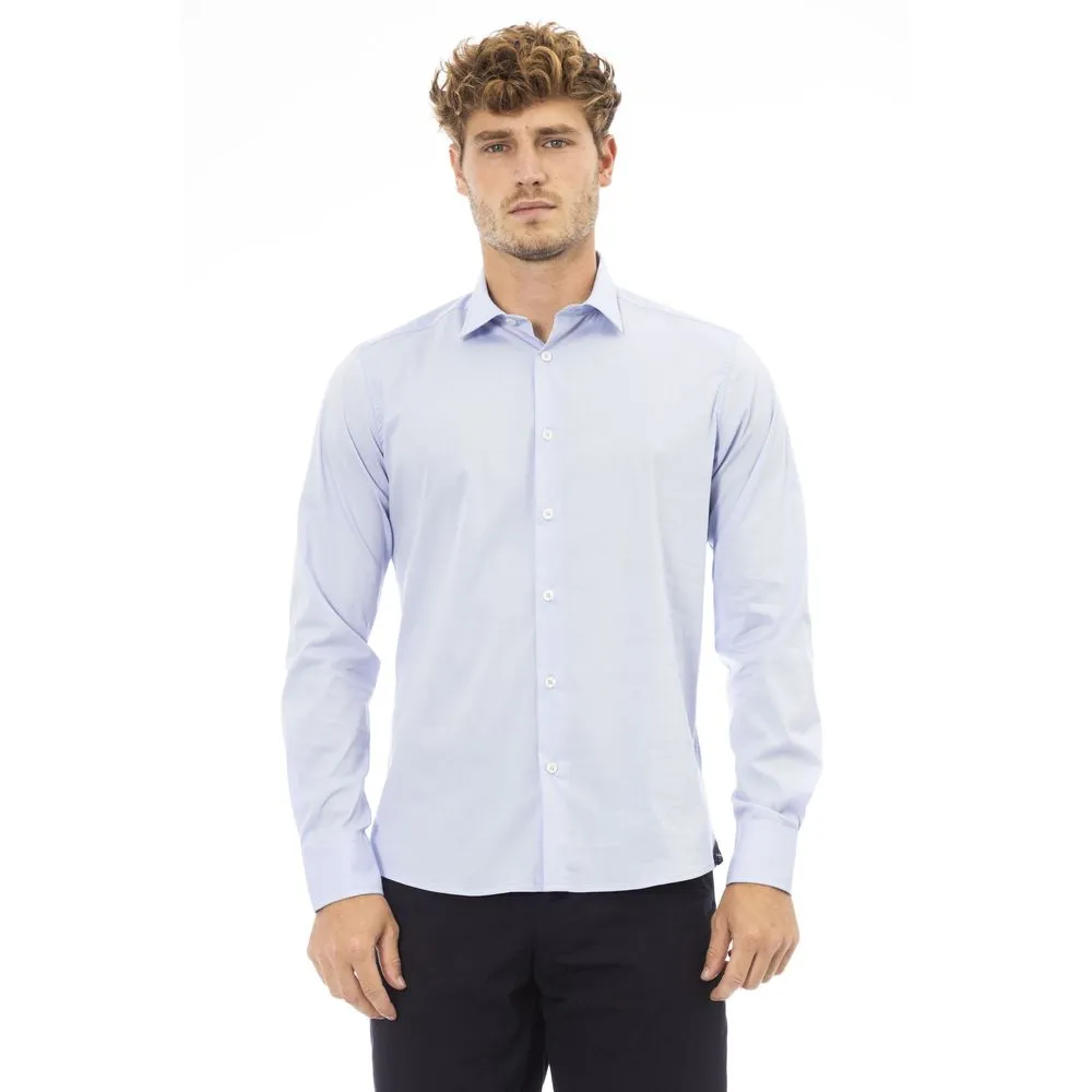 Light Blue Cotton Men Shirt sold by Louxly