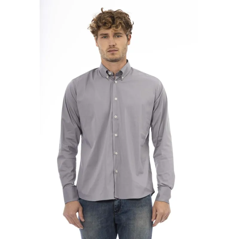 Gray Cotton Men Shirt sold by Louxly
