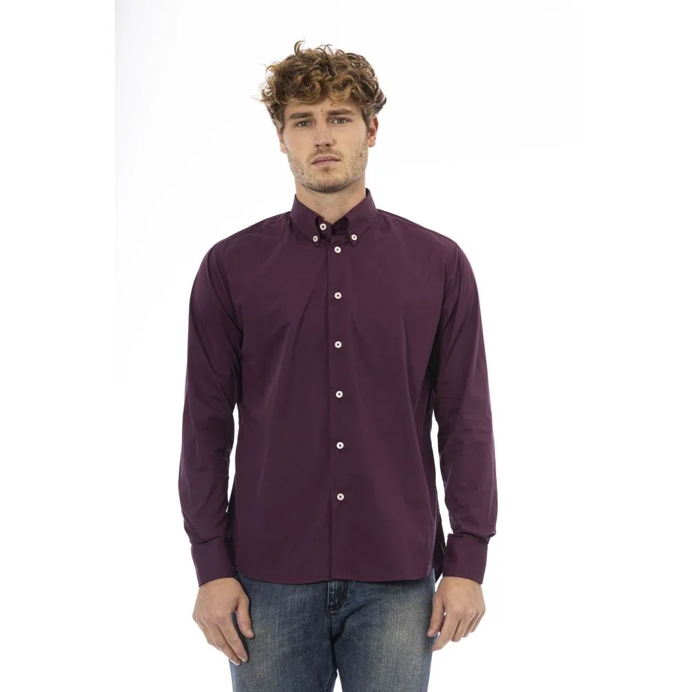 Burgundy Cotton Men Shirt sold by Louxly